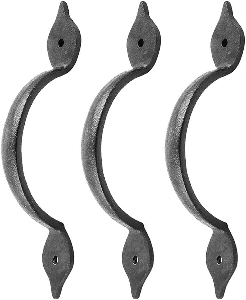 3 Spear Door or Drawer Pull Black Wrought Iron 5 1/2" Renovator's