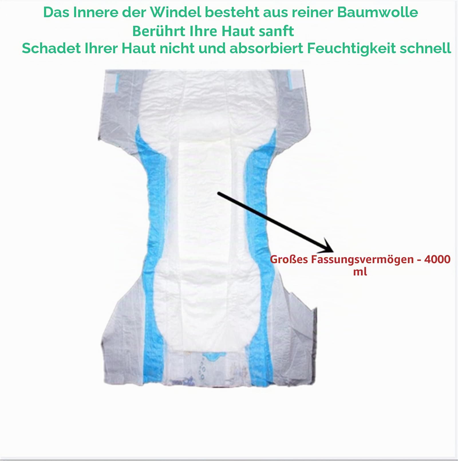 4000 ml Disable Wickelwindel Weiche Dinosaurier-Ozean-gedrucktes Papier Große Größen-Windel-Pants Erwachsene Windeln 8 Stück in einem Packung,3 Pack