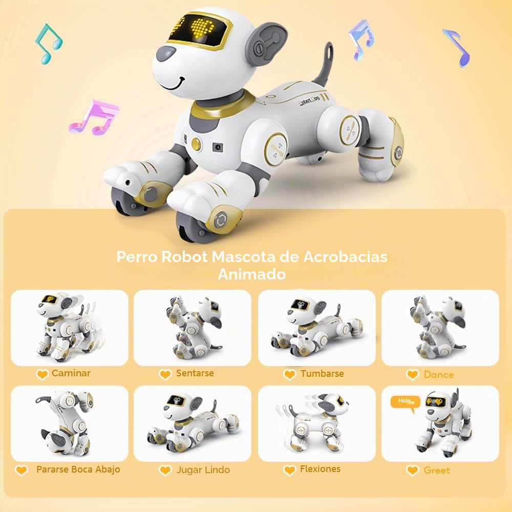 VATOS Control Remoto Perro Robot Juguete para Niños - Toque y SIGA 17 Funciones Interactivo Perro Robot, Programable Inteligente Caminar Cachorro Inteligente RC Perro Robot Juguetes Regalos Niñas