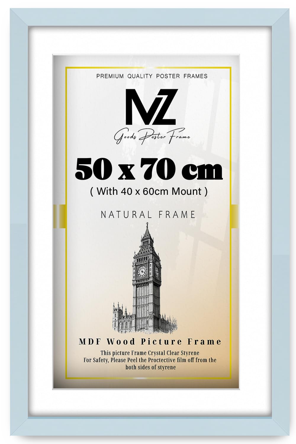 Mz Goods Light Grey | Modern 28 X 20 Inch With (23.62 X 15.74 Inch) White Mount Poster Frame - 500 X 700 Mm Engineered Wood | (50 X 70 Cm) [ ]