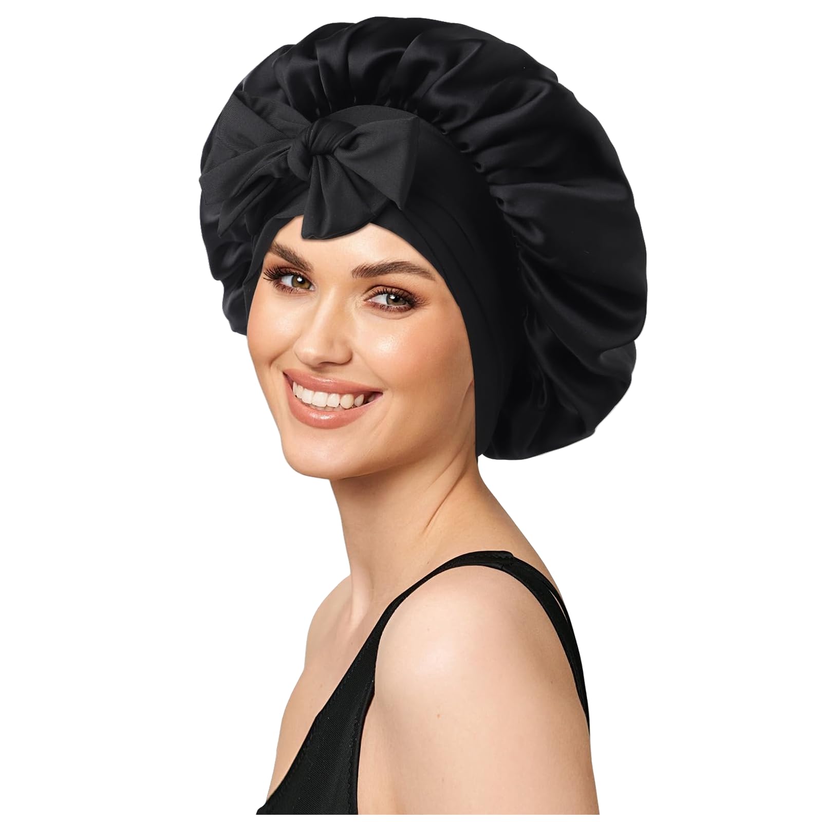 Anicika 100% Silk Bonnet for Sleeping, 22 Momme Pure Mulberry Silky Hair Bonnet Natural Silk Women Sleep Cap with Elastic Reversible Hair Wrap