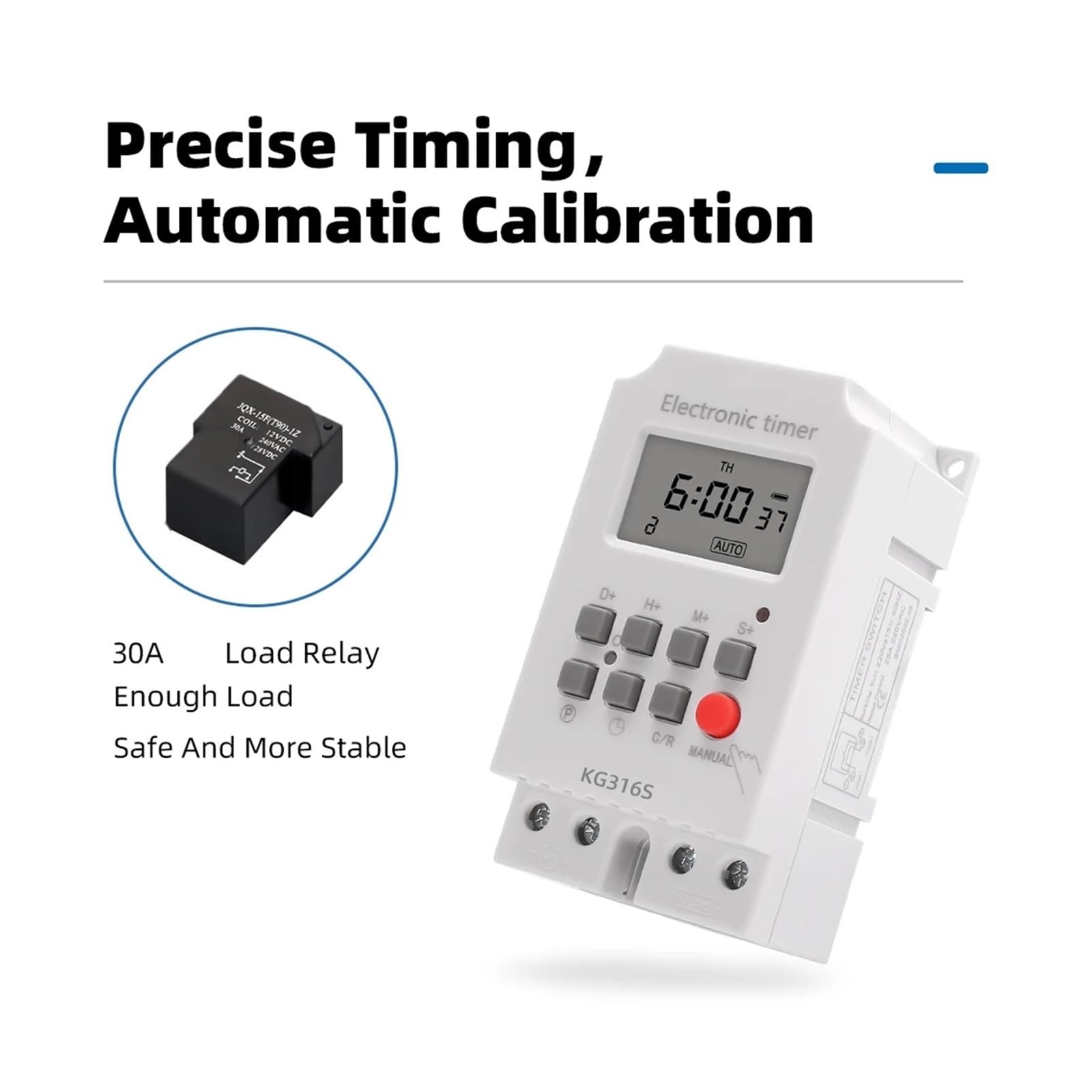 Timer elettronico Digitale settimanale for Illuminazione 25A AC 220V, 7 Giorni programmabile Interruttore TEMPORIZZATO Intervallo relè 1 Secondo Carico Elevato