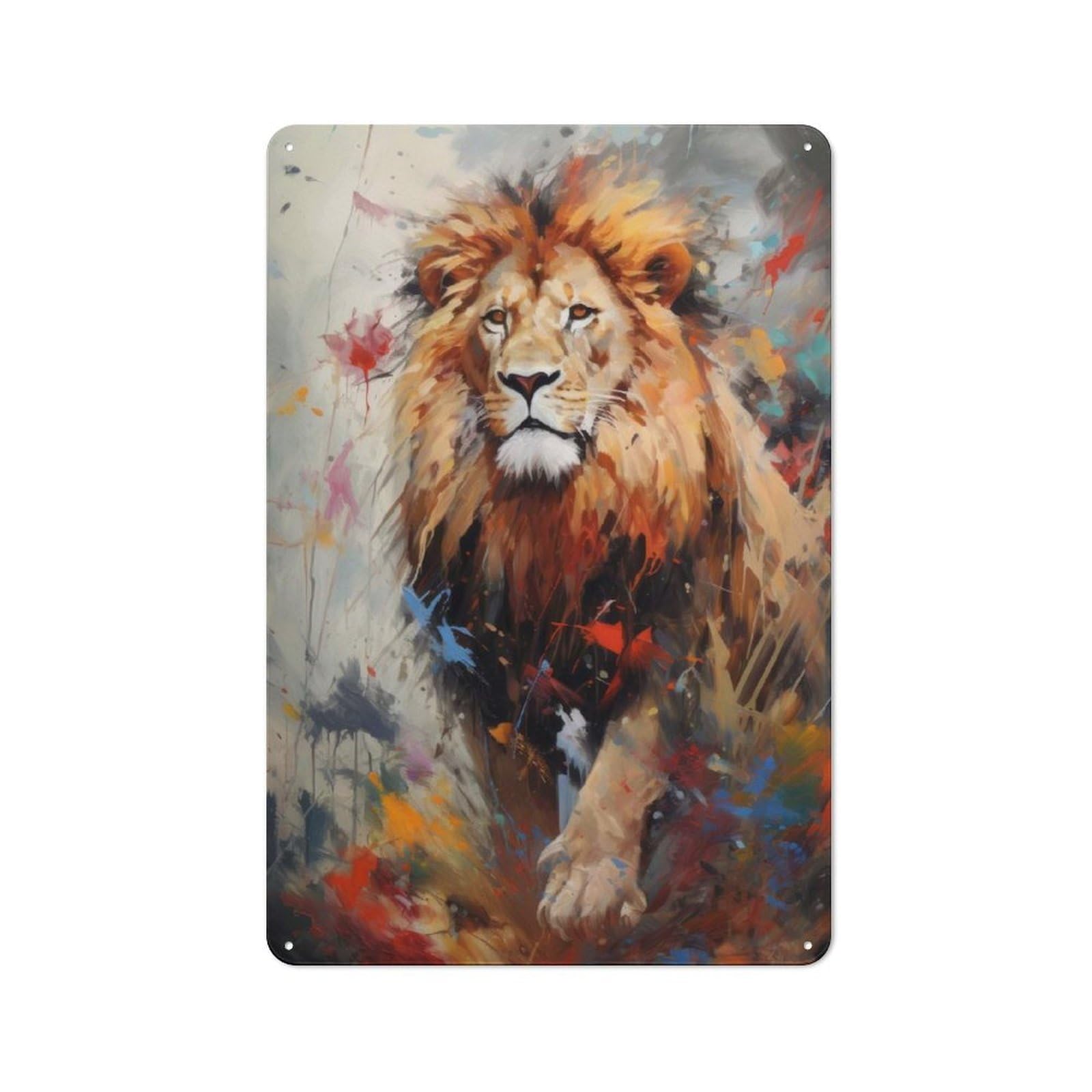 Junmoney Lion Walking In Paint Vintage Tin Sign 30X20cm For Garden Room Or Summerhouse, For A Newly Organised Room And Metal Sign Display