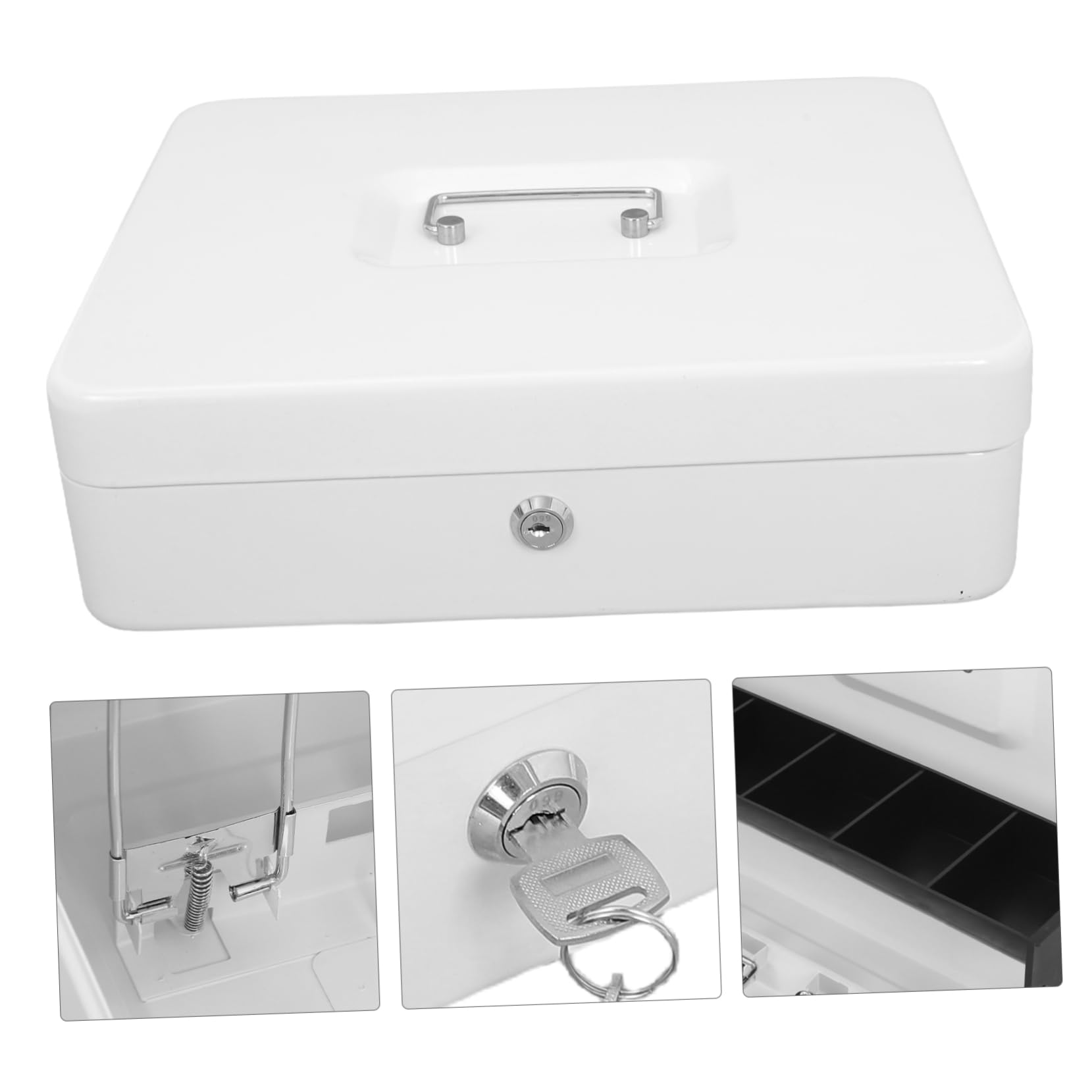 GALPADA Caja de Caudales con Llave para Seguridad Caja de Seguridad Pequeña para Dinero y Organizador de Almacenamiento con Cerradura para Comercios y Hostelería