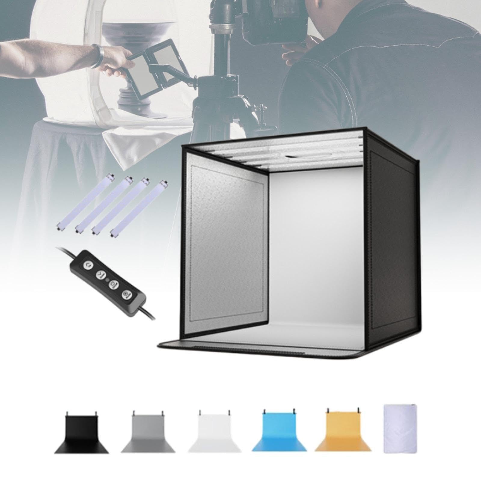 per La Fotografia, Pieghevole, Nero, Versatile, Kit Tenda per Illuminazione per Fotografia Box per Principianti in, 4 Luci con Dimmer, 40 Cm