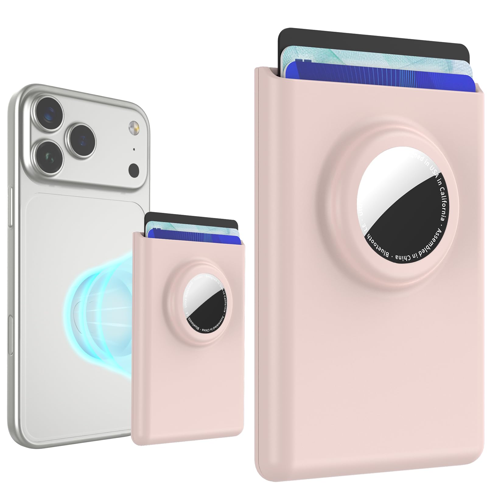 joremx for MagSafe Wallet with Airtag Holder, Strong Magnetic Wallet for iPhone 17 16 15 14 13 12 Series, 3 Cards Holder, ID Window, RFID Blocking (Pink)