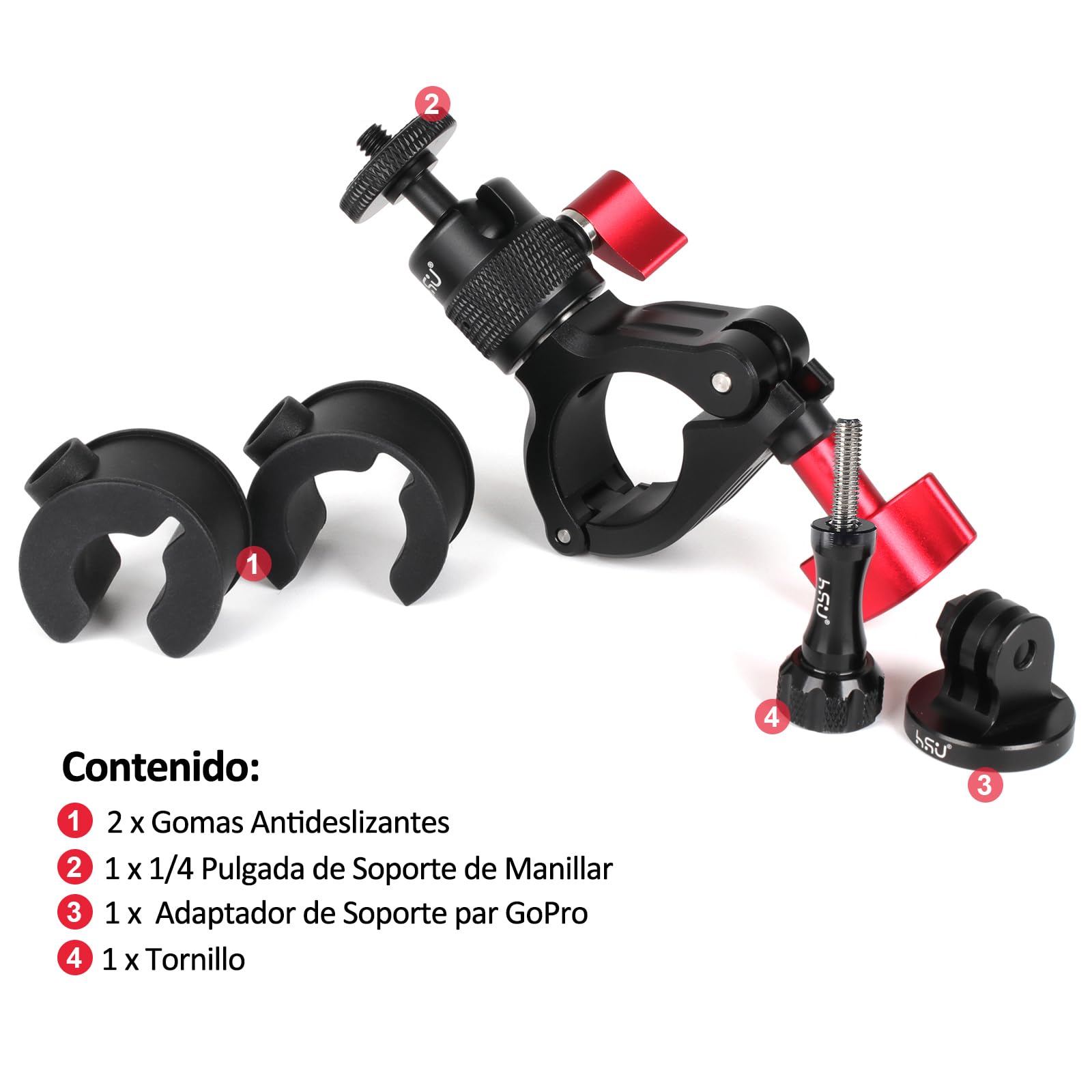 Soporte de Bicicleta para GoPro Cámara, 360° Rotación Montaje de Motocicleta para Cámaras de Acción