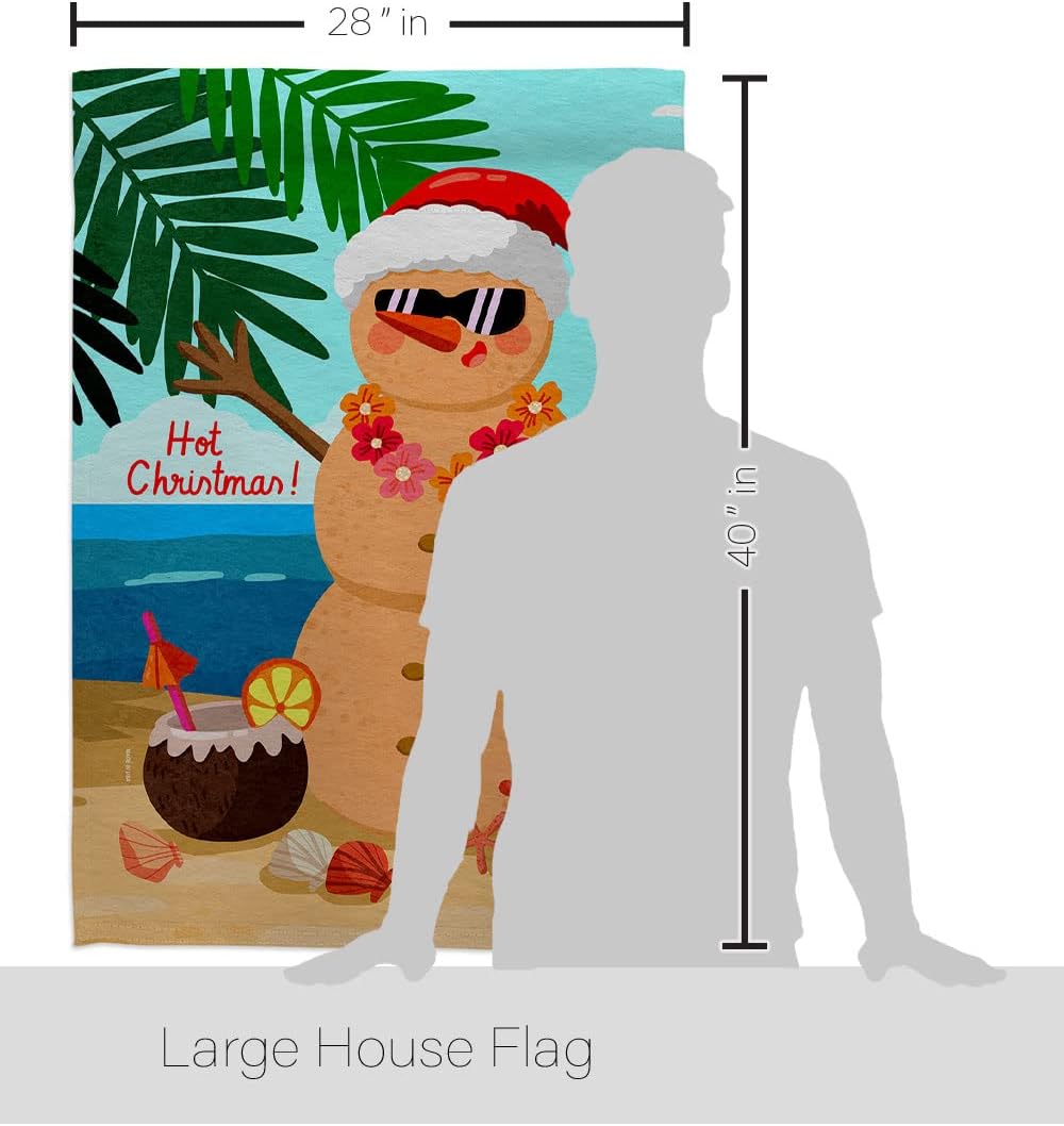 Breeze Decor Hot Christmas House Flag Summertime in July Santa Beach Pool Tropical Party Season Outdoor Sunny Decoration Banner Small Garden Yard Gift Double-Sided, Made in USA