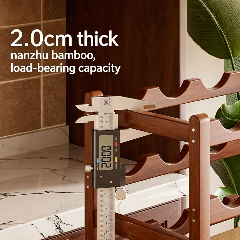 2/3/4-Layer Wine Rack, Wooden Bottle Display Shelf, Rounded Arc-Shaped Grooves, Sturdy and Bend-Resistant for Home Kitchen Pantry Bar Countertop(Natural Wood Color,4-Layers 43cm)