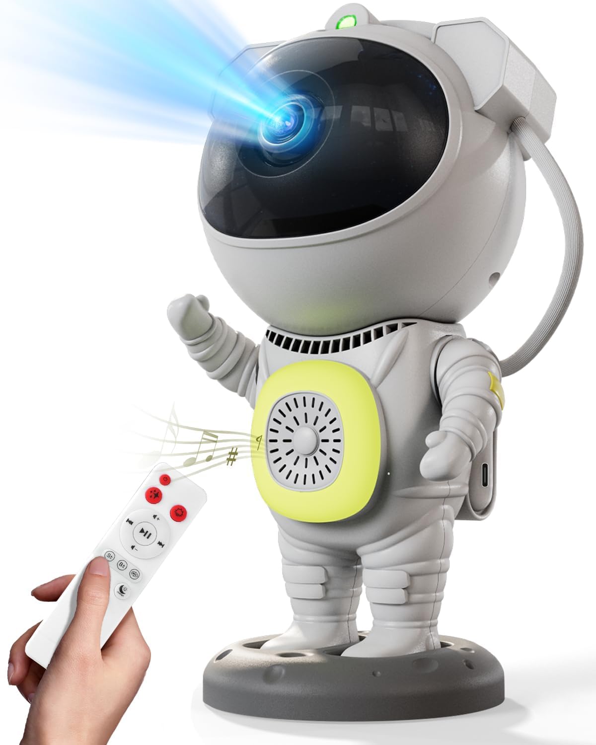 Monomine Astronaut Galaxy Projector, Space Projector, with Bluetooth Speaker and Remote Control, 360° Adjustable Angle, Star Night Kids Lamp with Nebula Effect, Adult Birthday Gifts (White)