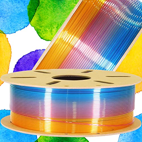 Image of Fast Color Change Natural Rainbow PLA 3D Printing Filament, Tidy Winding 1.75mm PLA, Widely Fit for 3D Printer; 1KG Cardboard 3D Printing Material, Clear Transparent Type Multi Colored