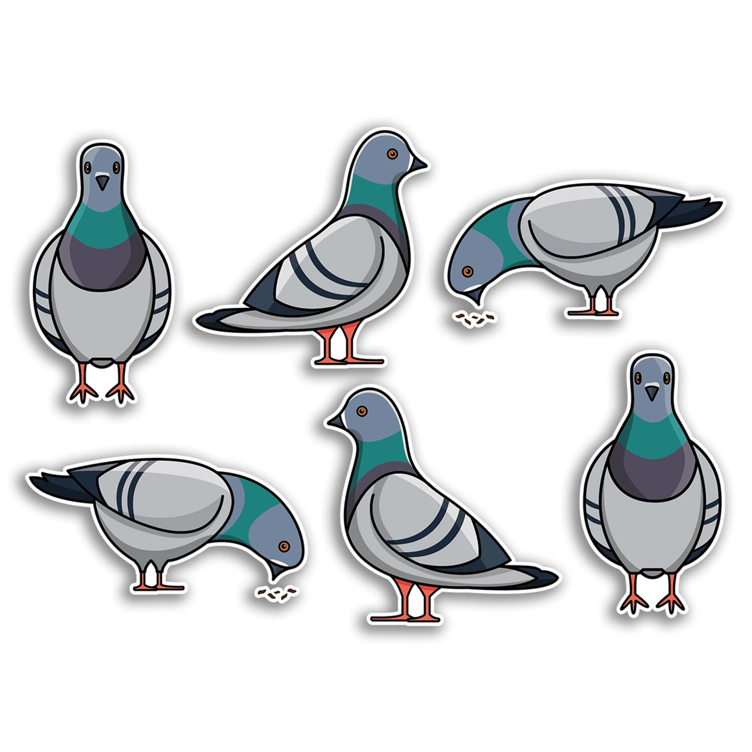 A5 Sticker Sheet Pigeon Birds Vinyl Stickers - Funny Cute Pets Pigeons Animal Bird Columbidae Illustration Cartoon Aesthetic #77550