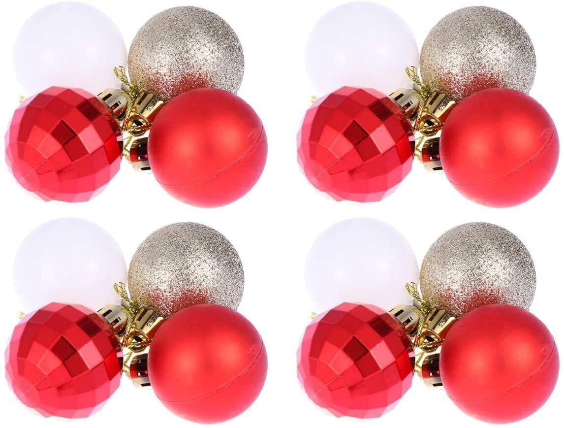 24 szt. Ozdoby choinkowe Wiszące ozdoby na choinkę DIY wieniec Making Crafts Christmas Party Supplies (kolor: niebieski czerwony zielony biały) (czerwony złoty biały)
