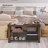 SMIBUY Bamboo Shoe Rack Bench, 3-Tier Shoe Organizer Storage Shelf for Entryway Hallway Bathroom Living Room (Walnut) - Image 5