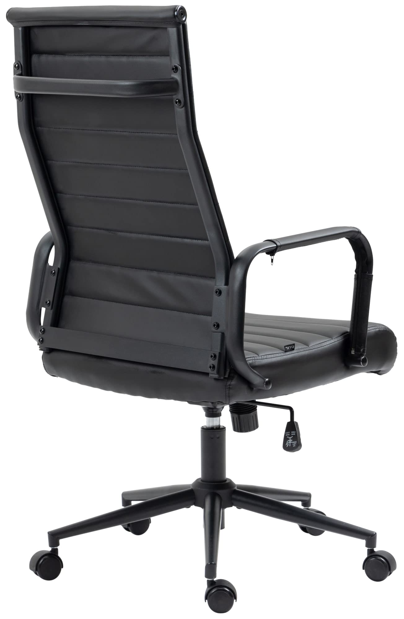 CLP Silla De Oficina Kolumbus En Simil Cuero & Base De Metal con Ruedas I Silla De Escritorio Ergonómica & Regulable En Altura Color:Negro/Negro