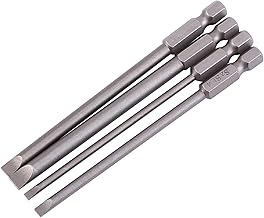 4 peças 100mm S2 liga de aço, pontas de chave de fenda wera pontas de chave de fenda com fenda 3mm 4mm 5mm 6mm pontas de chave de fenda longas magnéticas, conjunto de pontas de chave de fenda de pacot