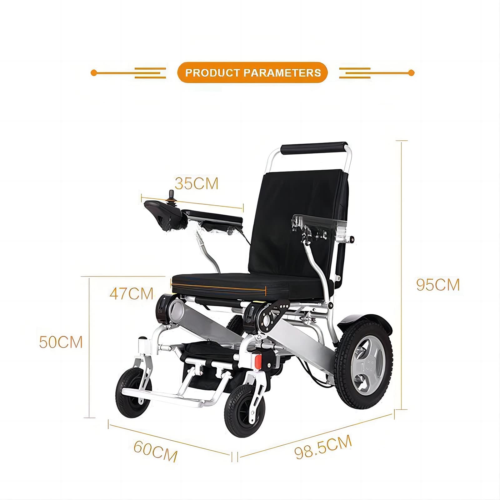 YAZURI Silla de Ruedas eléctrica, Motor de Potencia máxima de 600 W + Peso Neto 25 kg Ligero y Plegable + batería de Gran Capacidad 20AH + Soporte de Carga 180 kg