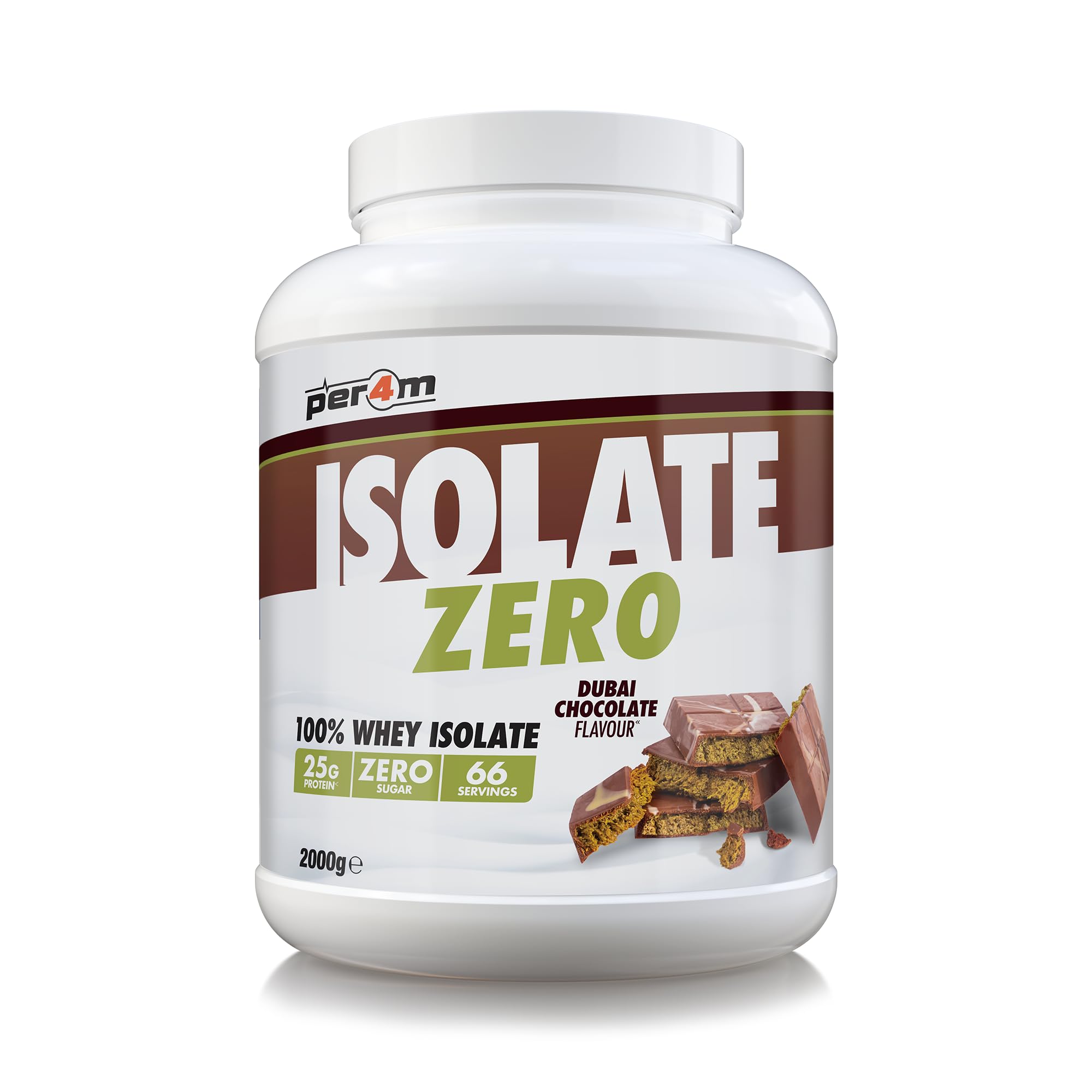 Per4m Whey Isolate Zero (2000g) Dubai Chocolate - Białka - Izolat białka serwatkowego