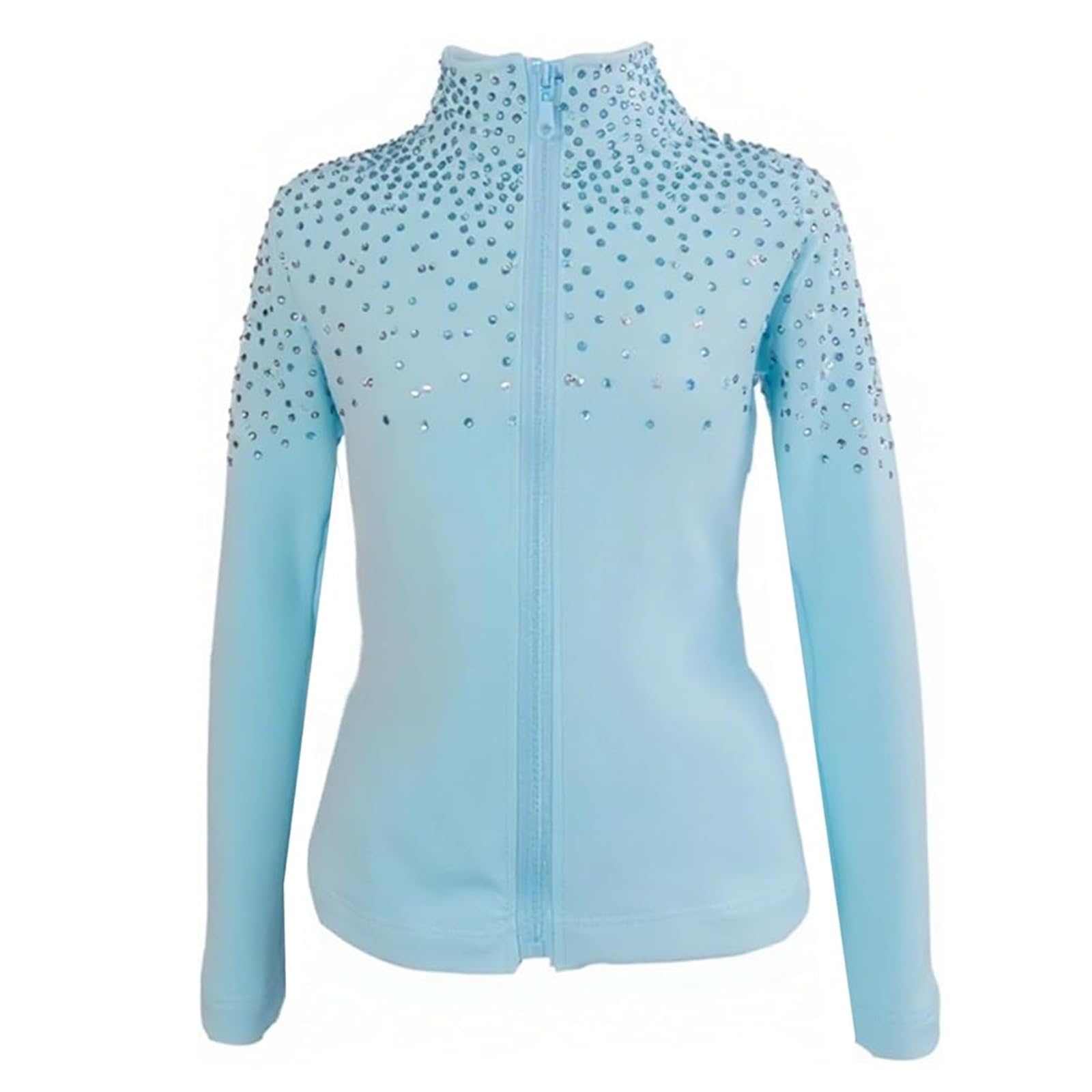 LIUHUO Veste de patinage sur glace pour filles et femmes – Manteau de patinage artistique en polaire extensible, bleu, 10-12 ans