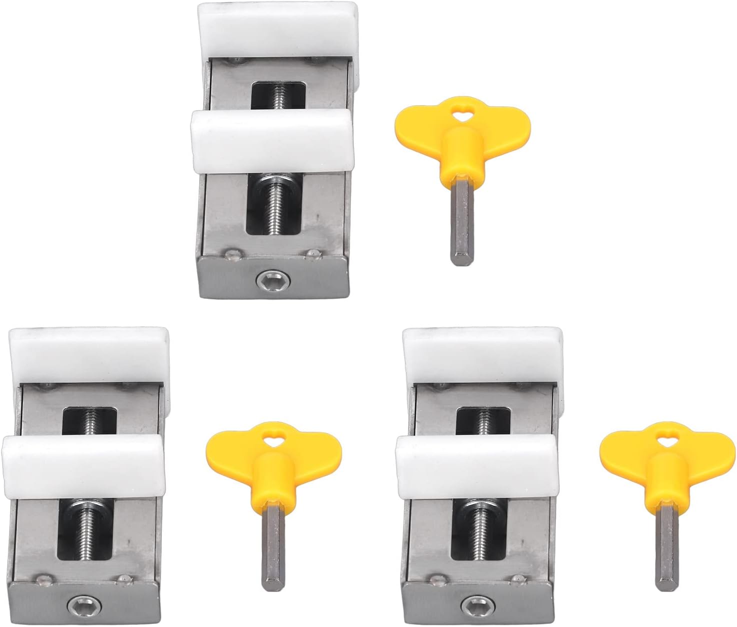 Sliding Window Stopper, 3 Pcs Set Window Lock, Adjustable Sliding Door Stopper, Stainless Steel