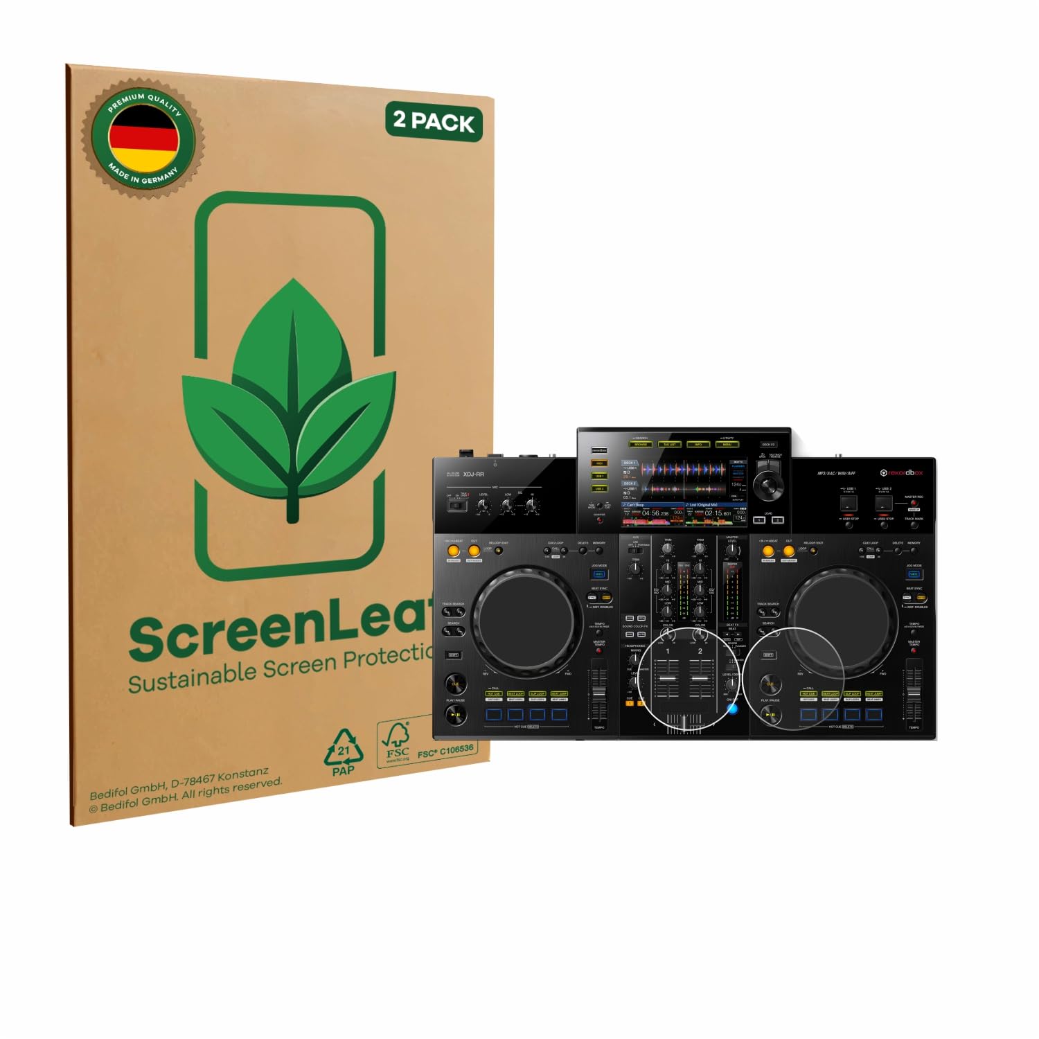 ScreenLeaf (2 Pack Screen Protector Compatible with Pioneer XDJ -RR (Jog) [Sustainable Screen Protection, Clear, Anti-Scratch]