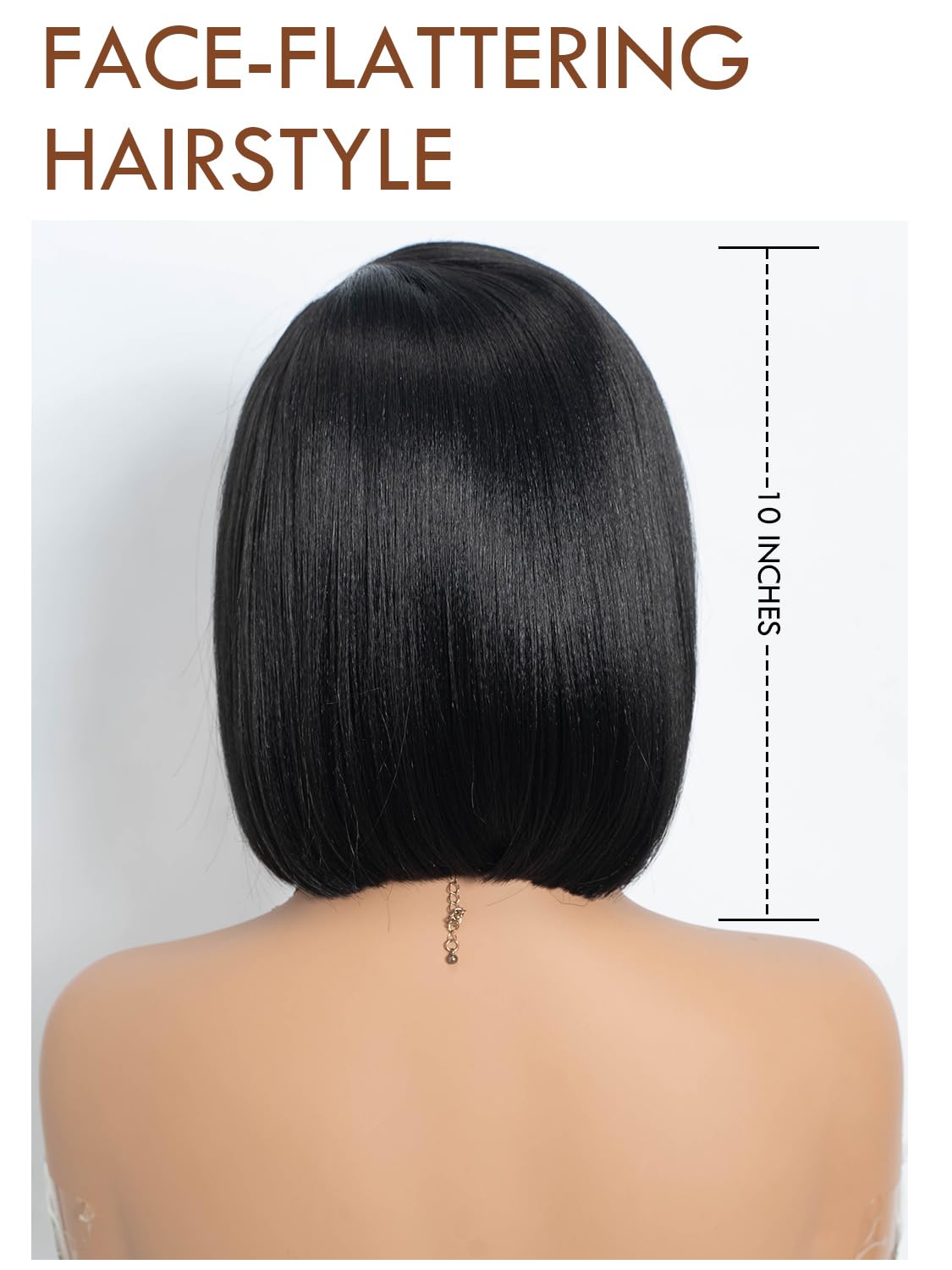 Joedir Black Bob Wig with Side Part Synthetic Lace Front Wigs with Baby Hair 10 Inch Short Straight Bob Wig for Black Women - Image 4