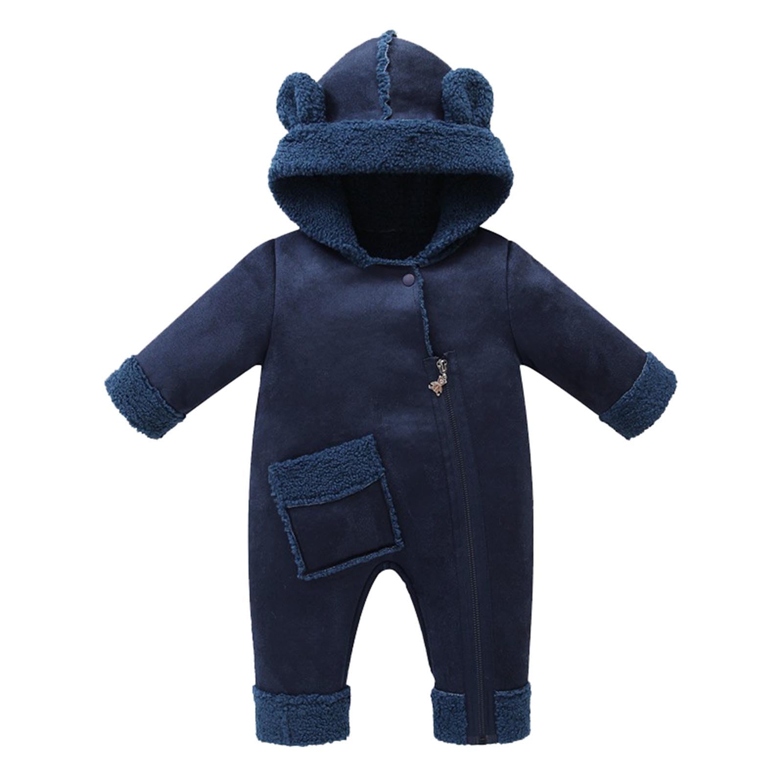 Tutina in pile per neonati, a maniche lunghe, con cerniera, con cappuccio, per bambini e bambine