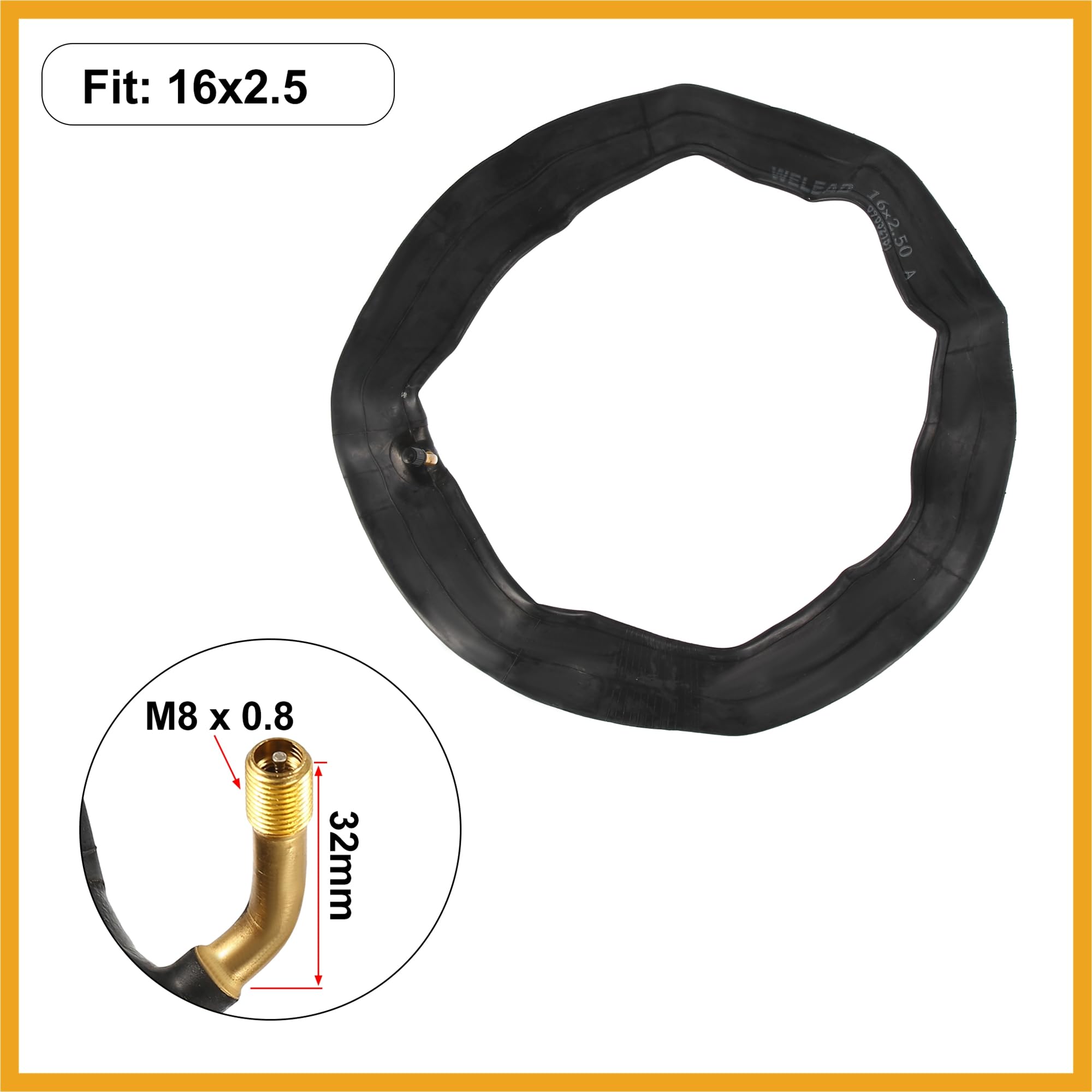 Partuto 16 Inch Bike Inner Tube 16x2.50 Bent Type Valve Bicycle Tube Replacement - Image 3