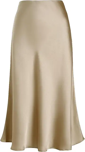 Women's Satin A-Line Midi Skirt - Fishtail Design for Business & Parties S-XXXL