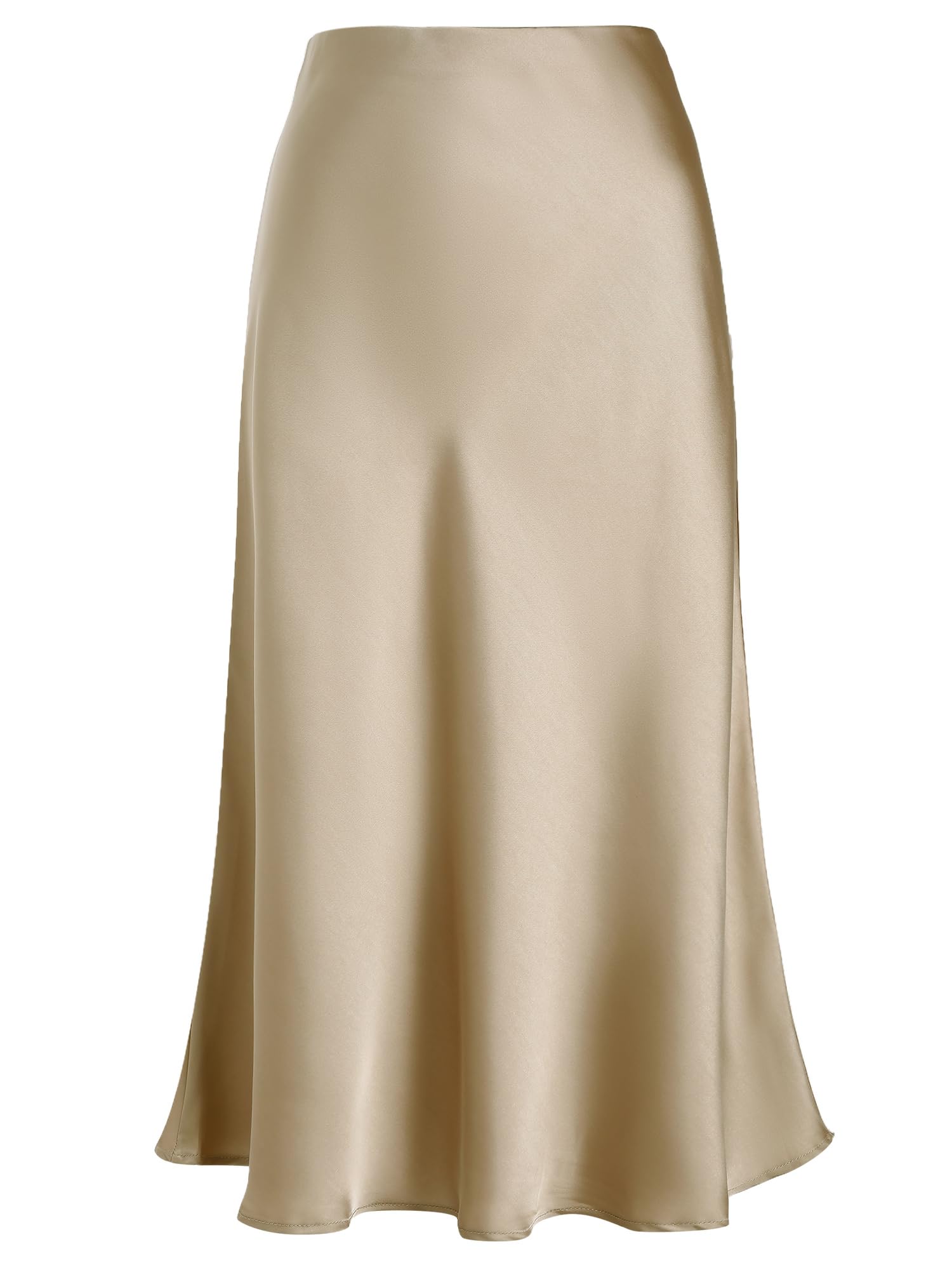 Eisnnu Damen Satin Rock Midi-Länge Rock A Linie Röcke Große Größe Einfarbig Fishtail Seidiger Midirock Business Party Skirt S-XXXL