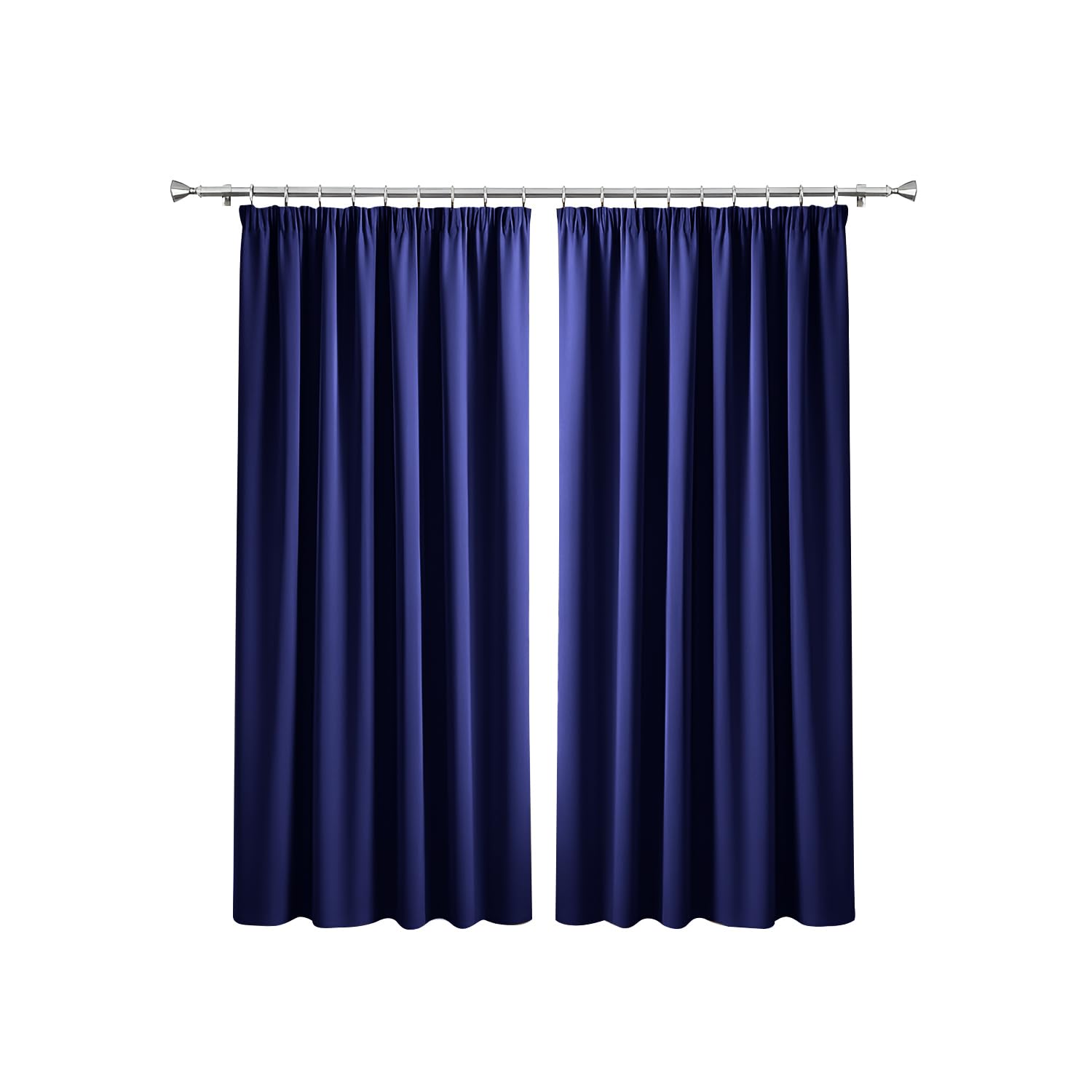 Imperial Rooms Navy Blackout Curtains for Living Room 66x54 Inch Pencil Pleat Bedroom Curtains & Drapes Window Treatments Super Soft Blackout Thermal Curtain 2 Panels with Tiebacks — image 1