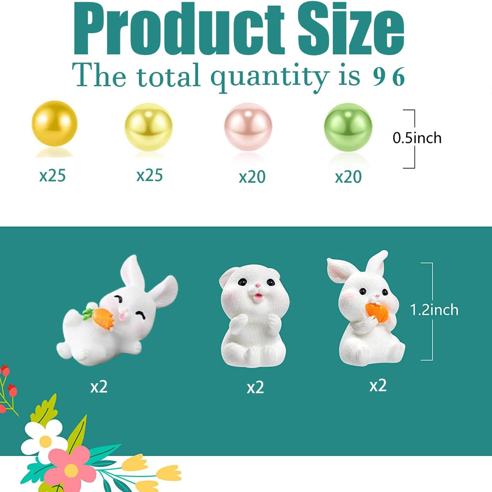 106 Pieces Easter Vase Filler Bunny Beads, Easter Vase Filler Bead for Vase Filler Vase Centerpiece Table Party Decor (B)