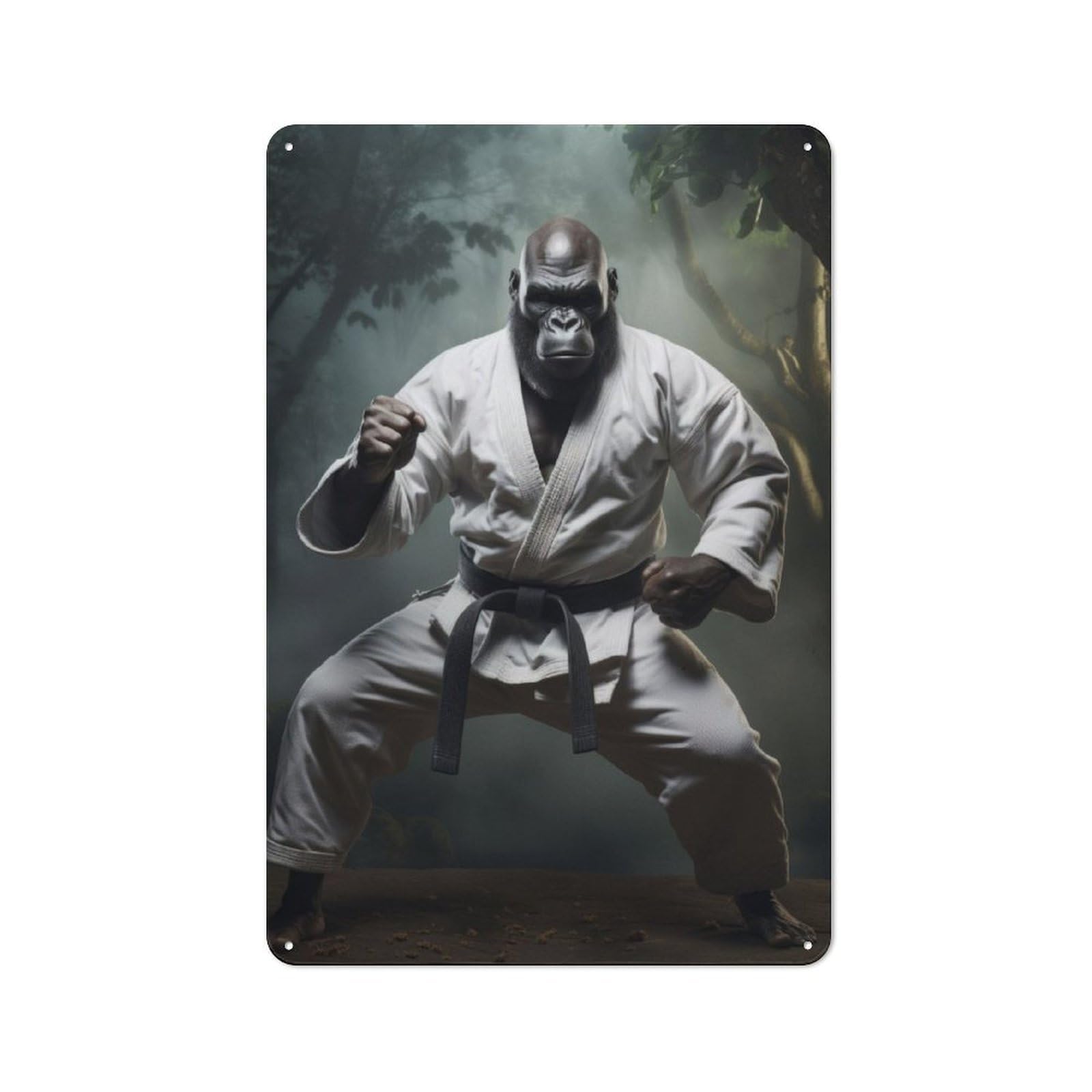 Junmoney Karate Gorilla Vintage Tin Sign 30X20cm With For Guest Room Or Hallway, Suited To Wall Displays In Guest Rooms And Hallways