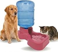 Bebedouro Automático com Bombona de 10 Litros, Plástico, para Cães e Gatos, Garrafa Invertida - Viagem Tranquila (ROSA)