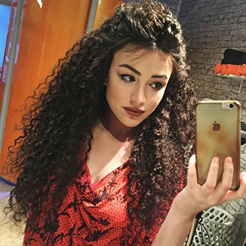 Long Curly Lace Front Wigs Synthetic for Women Black Color