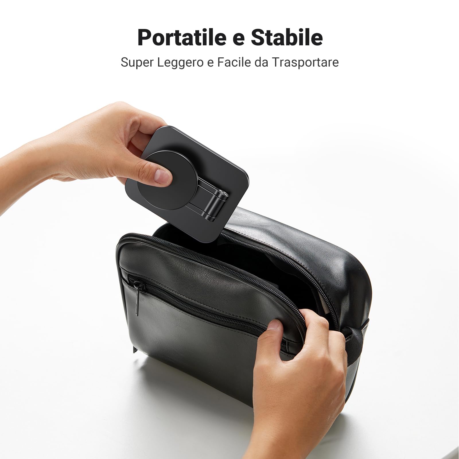UGREEN Supporto Magnetico Magsafe da Tavolo Pieghevole con Anello in Metallo, Porta Cellulare Scrivania, Compatibile con iPhone 16 Plus Pro Max/15/14/13, Galaxy S23 Nero