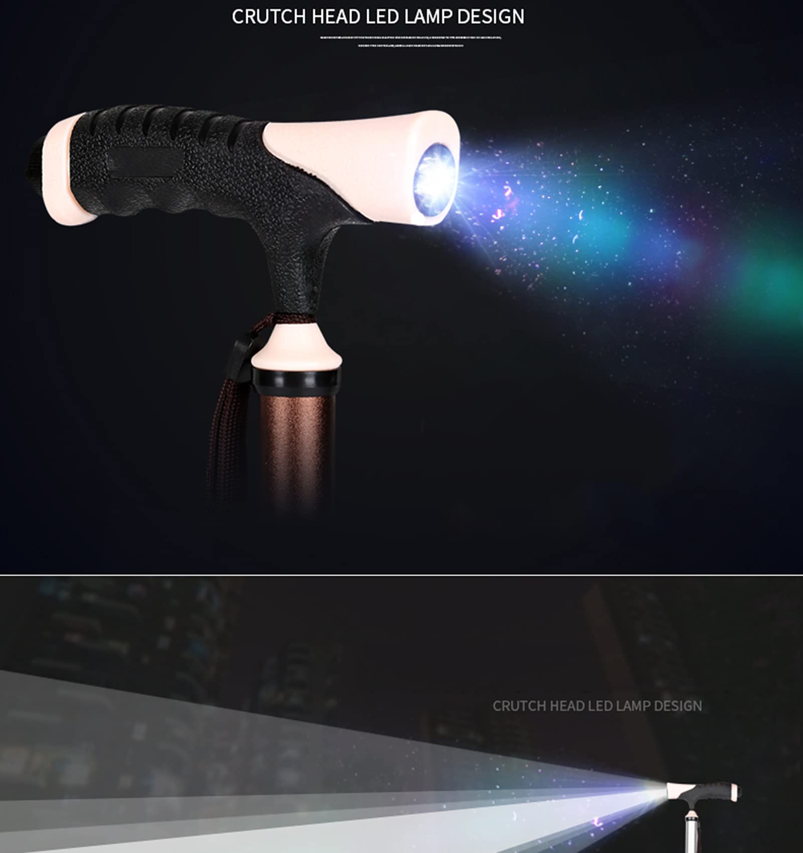 Ancianas Silla De Bastón con Luces LED Y Correa De Muñeca Unisexo Combo De Asiento De Bastón Telescópico Aleación De Aluminio Varilla De Soporte Multiusos Senderismo Palo,Azul