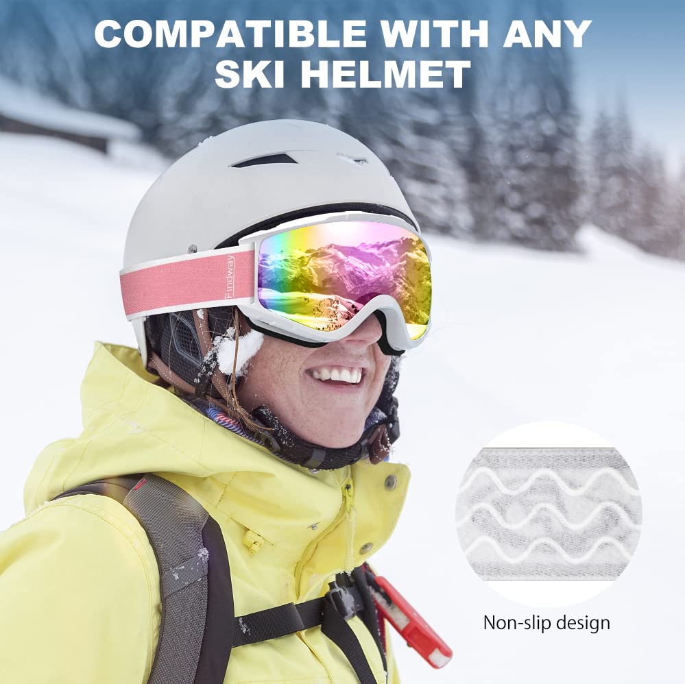 Image of findway Ski Goggles OTG - Over Glasses Snow /Snowboard Goggles for Men, Women & Youth - 100% UV Protection
