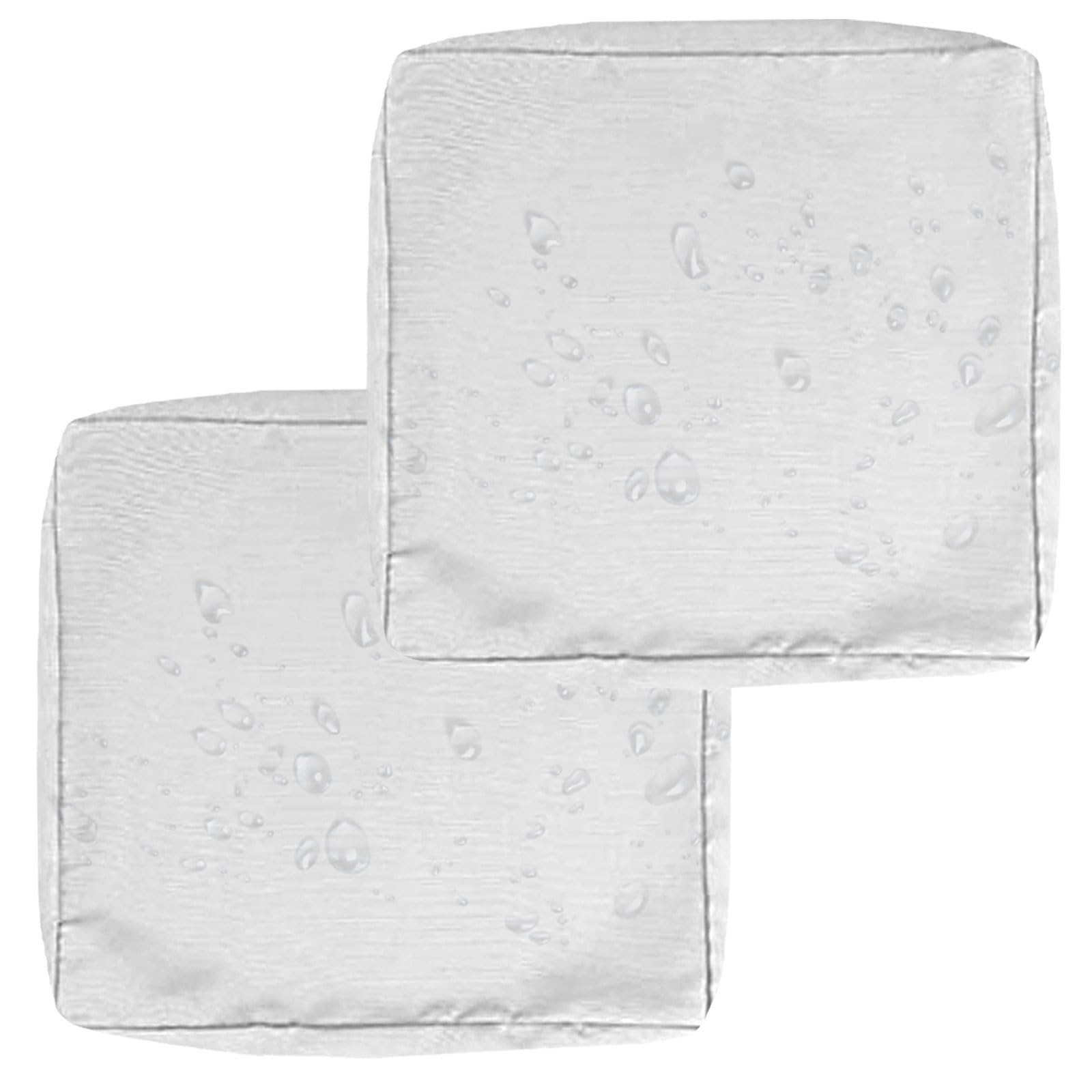 uyeoco 1/2/4-Pack Seat Cushion Covers Waterproof with Zipper, 60x60cm & 50x50cm for Garden Furniture, Seat Pads Cover for Indoor & Outdoor Sofa/Chair Patio Rattan Furniture(White,2-PACK_60X60X10CM)
