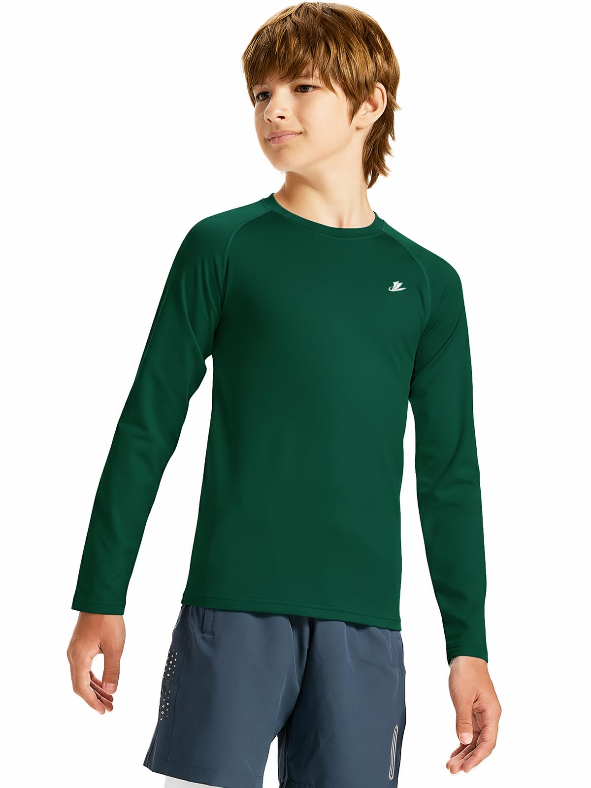 DEVOROPA Youth Boys Compression Shirt Long/Short Sleeve Football Baseball Undershirt Quick Dry Kids Sports Baselayer Crewneck