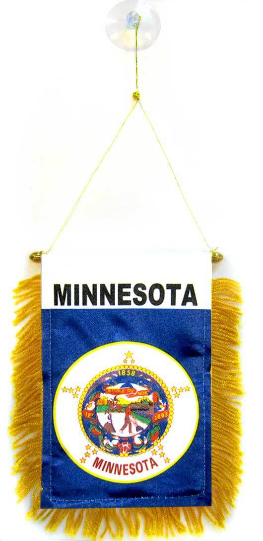 AZ FLAG, Minnesota Mini Banner, 6'' x 4'', 100% Polyester US state of Minnesota Small Pennant for Car