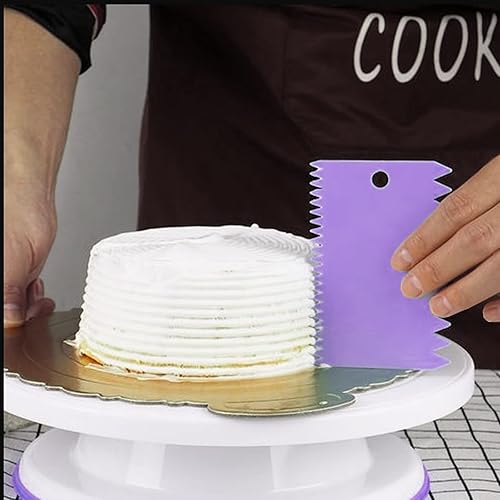 Miniatura 4 de YQBOOM 6 piezas de raspador de pastel decorando peine y glaseado más suave reutilizable pan crema cortador de pizza-púrpura