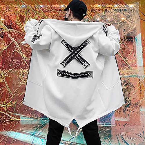 Image of Autumn and Winter Men's Hooded Print Harajuku Windbreaker Coat Men's Casual Jacket Hip-hop Street Style