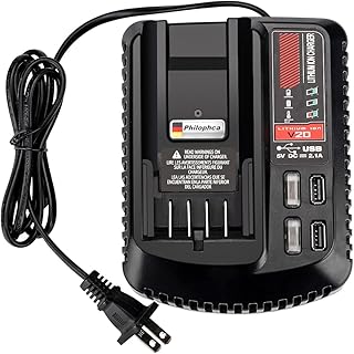 Philophca CMCB104 for Craftsman V20 Charger, for Craftsman Charger Compatible with Craftsman 20V Max V20 Lithium Battery CMCB100 CMCB102 CMCB104 CMCB124, CMCB101,CMCB202 CMCB204, Dual USB Port