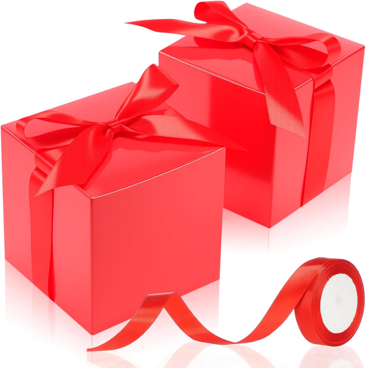 MotiMind 48 Pcs Wedding Gift Boxes with Lids Ribbon,Red,2 Inch