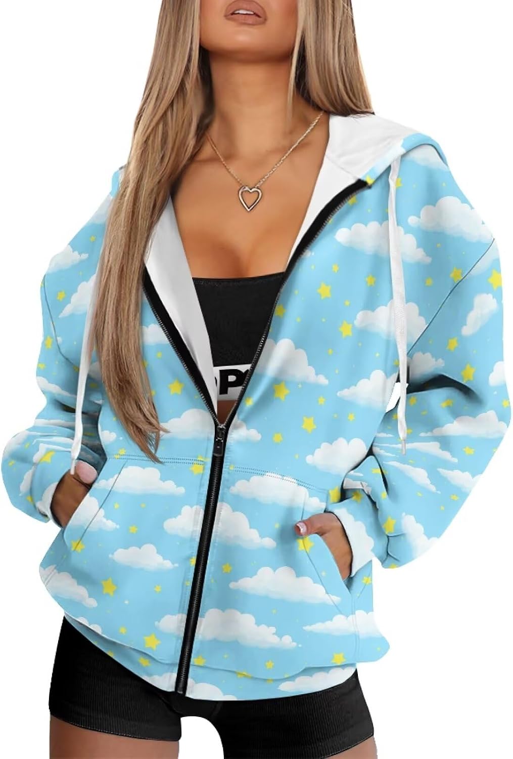 Women's Casual Zip Up Hoodies Long Sleeve Y2K Oversized Hoodie Sweatshirt with Pocket Winter Fall Outfits