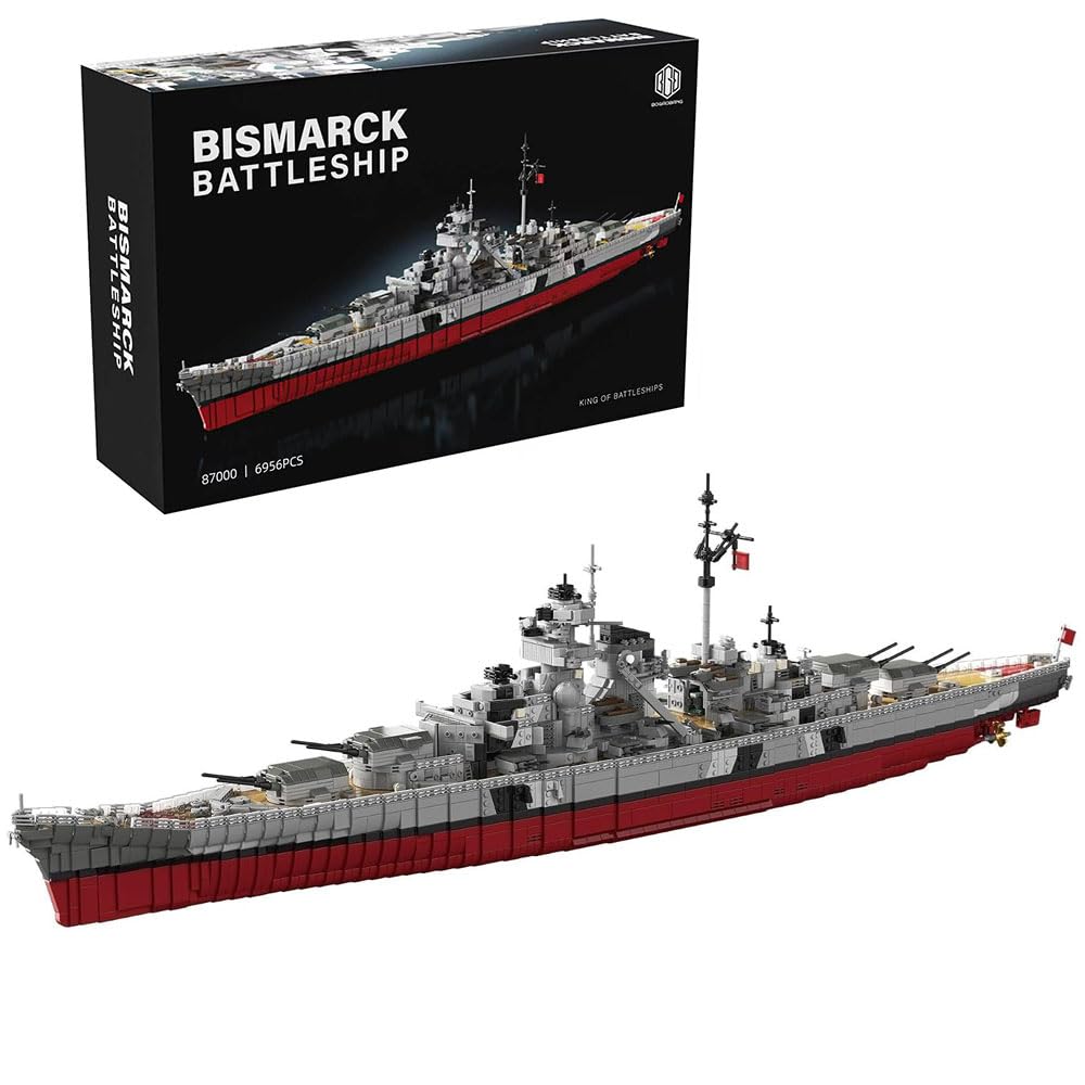 KYLON Technik Schlachtschiff Bismarck Klemmbausteine Set, XB-87000 Modular Schlachtschiff, 6950 Teile Modular Building Modell Bausatz, Sammlerstück für Erwachsene, Mit Originalverpack