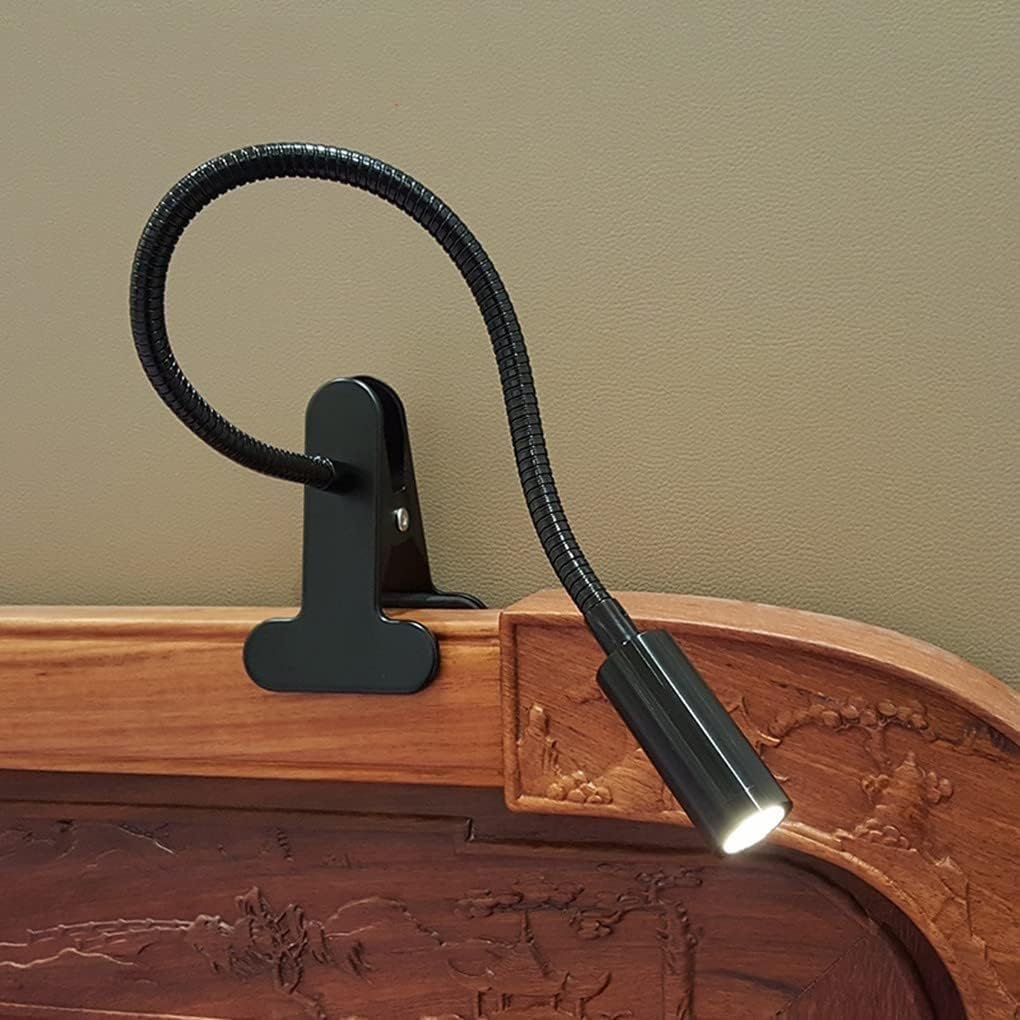 Lampada da comodino a LED a collo di cigno da lettura per camera da letto, cura degli occhi, ufficio, letto, bianco caldo, 3000 K (nero)