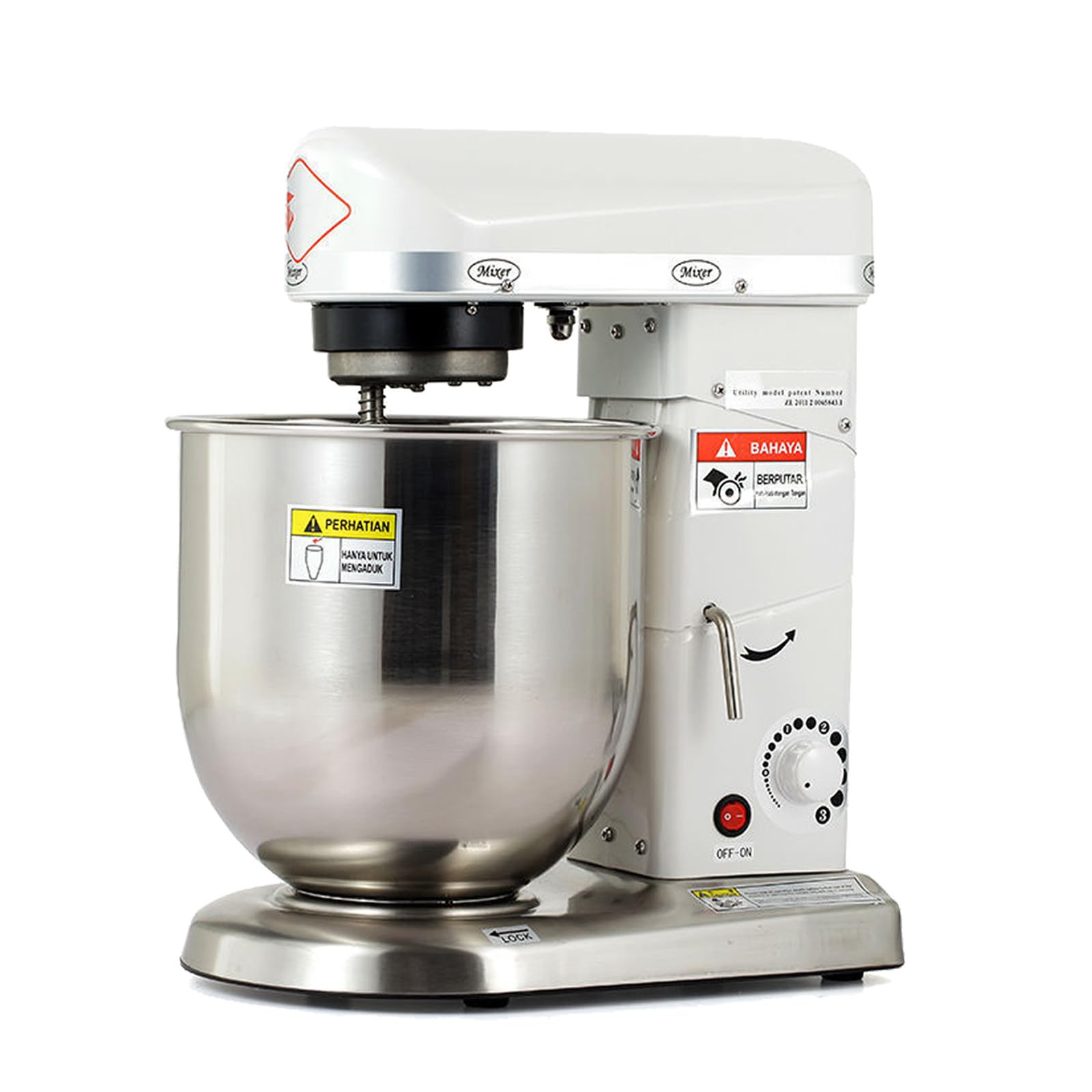Impastatrice Elettrica da Banco, Planetaria in Acciaio Inossidabile, Impastatrice a Spirale 500W, Miscelatore Verticale 5L/7L/10L per Ristorante, Negozio di Alimentari, Panificio e Pizzeria 10L