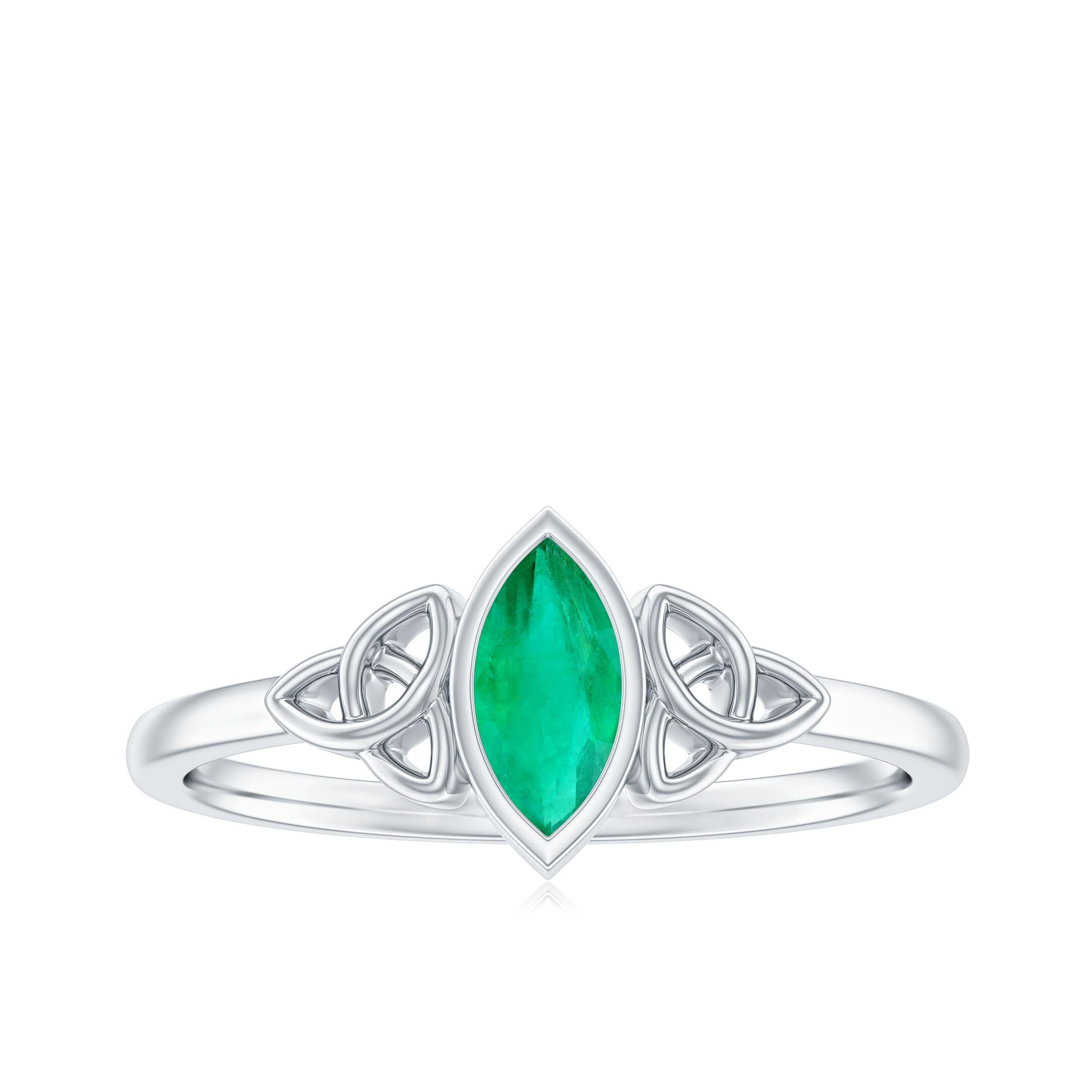Rosec JewelsNatural Emerald Solitaire Celtic Knot Ring in Bezel Setting | May Birthstone| AAA Quality